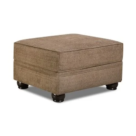 Transitional Ottoman with Bun Feet